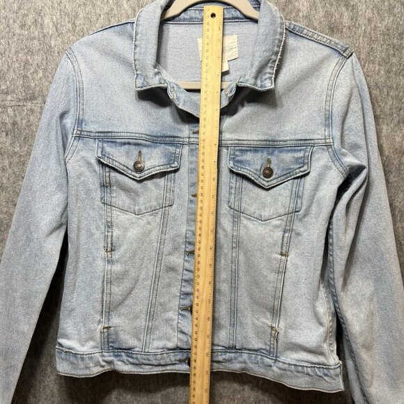 Sky And Sparrow Denim Jacket Womens‎ Medium Blue Light Wash Button Up - Picture 3 of 8